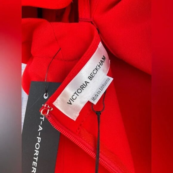 Victoria Beckham Off Shoulder Bandeau Dress in Tomato Red size 8 - Picture 13 of 16